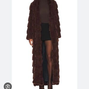 Elegant Brown Faux Fur Coat